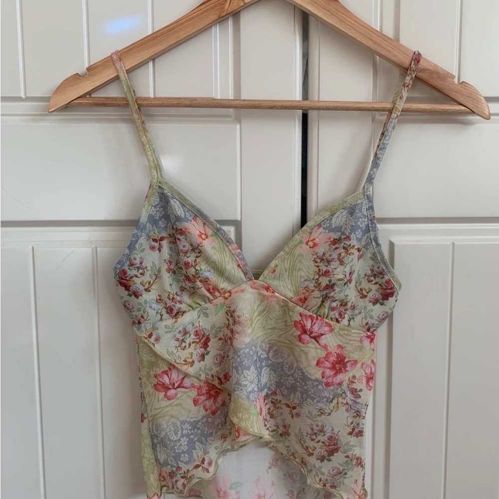 SHEIN Multicolor Floral Mesh Fabric